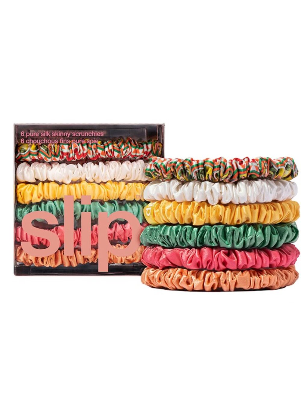 🙌 2/$55 NIB Slip La Dolce Vita Silk Skinny Scrunchies Set of 6 Retail $51.00 - Picture 2 of 6